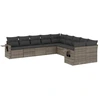 Image de vidaXL Ensemble de salon de jardin 10 pièces avec coussins Gris Poly Rattan