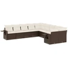 Image de vidaXL Ensemble de salon de jardin 10 pièces avec coussins Marron Poly Rattan