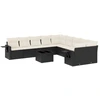 Image de vidaXL Ensemble de salon de jardin 11 pièces avec coussins noir poly rotin