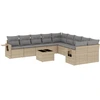 Image de vidaXL Ensemble de salon de jardin 11 pièces avec coussins Beige Poly Rattan