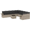 Image de vidaXL Ensemble de salon de jardin 11 pièces avec coussins gris clair Poly rotin