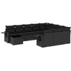 Image de vidaXL Ensemble de salon de jardin 11 pièces avec coussins noir poly rotin