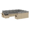 Image de vidaXL Ensemble de salon de jardin 11 pièces avec coussins Beige Poly Rattan