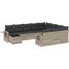 Image de vidaXL Ensemble de salon de jardin 11 pièces avec coussins gris clair Poly rotin