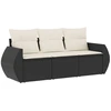 Image de vidaXL Ensemble de salon de jardin 3 pièces avec coussins noir poly rotin