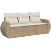 Image de vidaXL Ensemble de salon de jardin 3 pièces avec coussins Beige Poly Rattan
