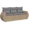 Image de vidaXL Ensemble de salon de jardin 3 pièces avec coussins Beige Poly Rattan