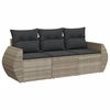 Image de vidaXL Ensemble de salon de jardin 3 pièces avec coussins gris clair Poly rotin