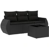 Image de vidaXL Ensemble de salon de jardin 4 pièces avec coussins noir poly rotin