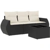 Image de vidaXL Ensemble de salon de jardin 4 pièces avec coussins noir poly rotin