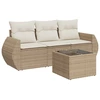 Image de vidaXL Ensemble de salon de jardin 4 pièces avec coussins Beige Poly Rattan