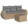 Image de vidaXL Ensemble de salon de jardin 4 pièces avec coussins Beige Poly Rattan