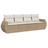 Image de vidaXL Ensemble de salon de jardin 4 pièces avec coussins Beige Poly Rattan