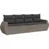 Image de vidaXL Ensemble de salon de jardin 4 pièces avec coussins Gris Poly rotin