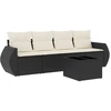 Image de vidaXL Ensemble de salon de jardin 5 pièces avec coussins noir poly rotin