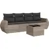 Image de vidaXL Ensemble de salon de jardin 5 pièces avec coussins gris clair Poly rotin