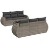 Image de vidaXL Ensemble de salon de jardin 7 pièces avec coussins Gris Poly rotin
