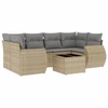 Image de vidaXL Ensemble de salon de jardin 7 pièces avec coussins Beige Poly Rattan