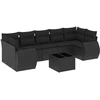 Image de vidaXL Ensemble de jardin canapé 8 pièces avec coussins noir poly rotin