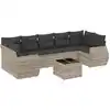 Image de vidaXL Ensemble de jardin canapé 8 pièces avec coussins gris clair Poly rotin