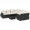 Image de vidaXL Ensemble de salon de jardin 9 pièces avec coussins noir poly rotin