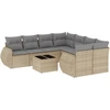 Image de vidaXL Ensemble de salon de jardin 9 pièces avec coussins beige Poly rotin