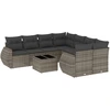 Image de vidaXL Ensemble de salon de jardin 9 pièces avec coussins Gris Poly rotin