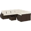Image de vidaXL Ensemble de salon de jardin 9 pièces avec coussins Marron Poly Rattan