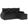 Image de vidaXL Ensemble de salon de jardin 4 pièces avec coussins noir poly rotin