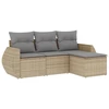 Image de vidaXL Ensemble de salon de jardin 4 pièces avec coussins Beige Poly Rattan