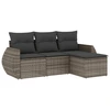 Image de vidaXL Ensemble de salon de jardin 4 pièces avec coussins Gris Poly rotin