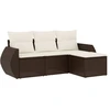 Image de vidaXL Ensemble de salon de jardin 4 pièces avec coussins Marron Poly Rattan