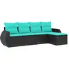Image de vidaXL Ensemble de 5 canapés de jardin avec coussins, polyrattan noir