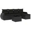 Image de vidaXL Ensemble de salon de jardin 6 pièces avec coussins noir poly rotin