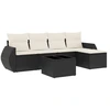 Image de vidaXL Ensemble de salon de jardin 6 pièces avec coussins noir poly rotin