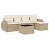Image de vidaXL Ensemble de salon de jardin 6 pièces avec coussins Beige Poly Rattan