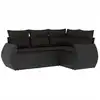 Image de vidaXL Ensemble de salon de jardin 4 pièces avec coussins noir poly rotin