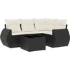 Image de vidaXL Ensemble de salon de jardin 5 pièces avec coussins noir poly rotin
