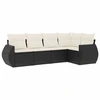 Image de vidaXL Ensemble de salon de jardin 5 pièces avec coussins noir poly rotin