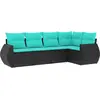 Image de vidaXL Ensemble de 5 canapés de jardin avec coussins, polyrattan noir