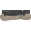 Image de vidaXL Ensemble de salon de jardin 5 pièces avec coussins gris clair Poly rotin