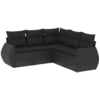 Image de vidaXL Ensemble de salon de jardin 5 pièces avec coussins noir poly rotin