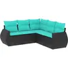 Image de vidaXL Ensemble de 5 canapés de jardin avec coussins, polyrattan noir