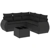 Image de vidaXL Ensemble de salon de jardin 6 pièces avec coussins noir poly rotin