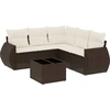 Image de vidaXL Ensemble de salon de jardin 6 pièces avec coussins Marron Poly Rattan