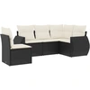 Image de vidaXL Ensemble de salon de jardin 5 pièces avec coussins noir poly rotin