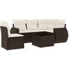 Image de vidaXL Ensemble de salon de jardin 6 pièces avec coussins Marron Poly Rattan