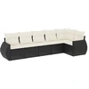 Image de vidaXL Ensemble de salon de jardin 6 pièces avec coussins noir poly rotin