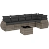 Image de vidaXL Ensemble de salon de jardin 7 pièces avec coussins Gris Poly rotin