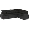 Image de vidaXL Ensemble de salon de jardin 6 pièces avec coussins noir poly rotin